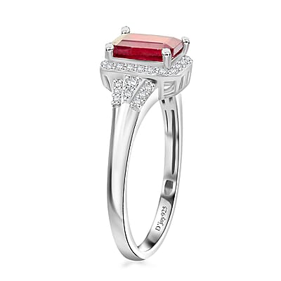 Niassa Ruby (FF) and White Zircon 2.75 ctw Ring in Rhodium Over Sterling Silver (Size 10.0)
