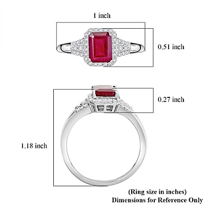 Niassa Ruby (FF) and White Zircon 2.75 ctw Ring in Rhodium Over Sterling Silver (Size 10.0)