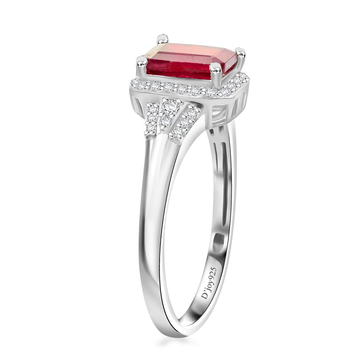 Niassa Ruby (FF) and White Zircon 2.75 ctw Ring in Rhodium Over Sterling Silver (Size 6.0) image number 3