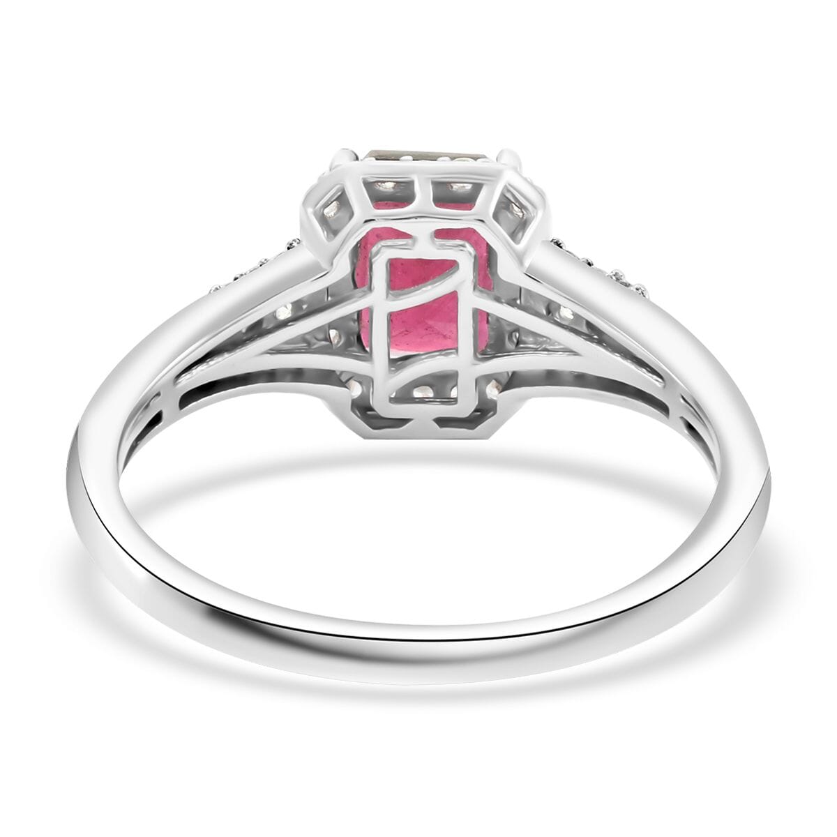 Niassa Ruby (FF) and White Zircon 2.75 ctw Ring in Rhodium Over Sterling Silver (Size 6.0) image number 4
