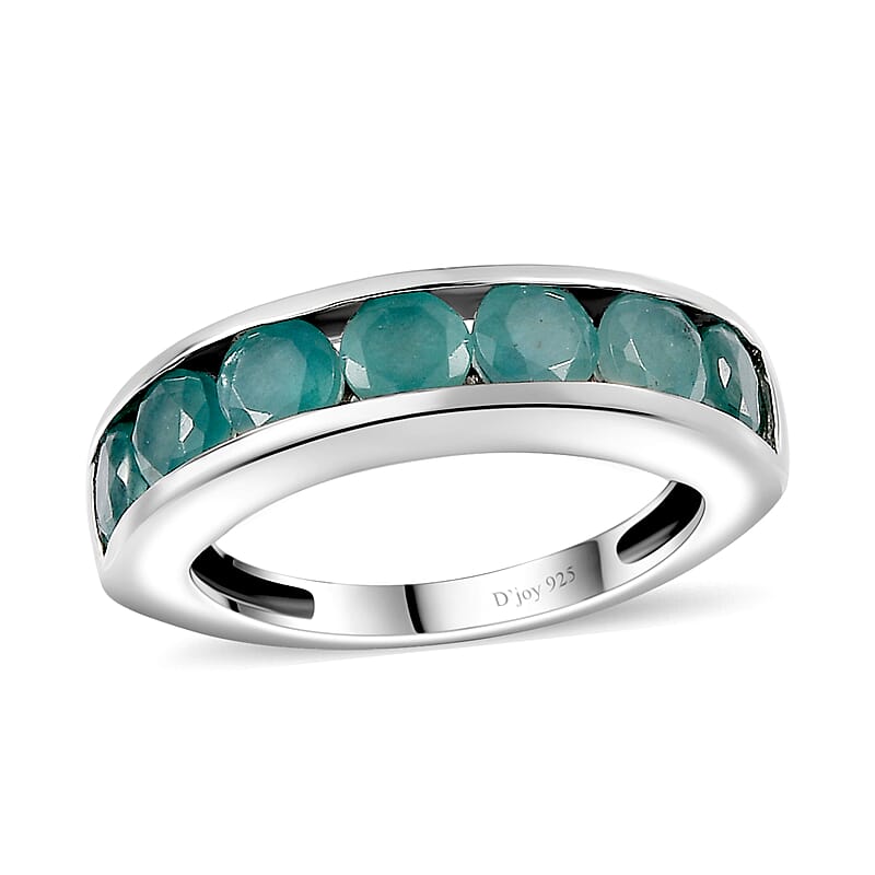 Grandidierite Half Eternity Band Ring in Rhodium Over Sterling Silver (Size 10.0) 2.15 ctw