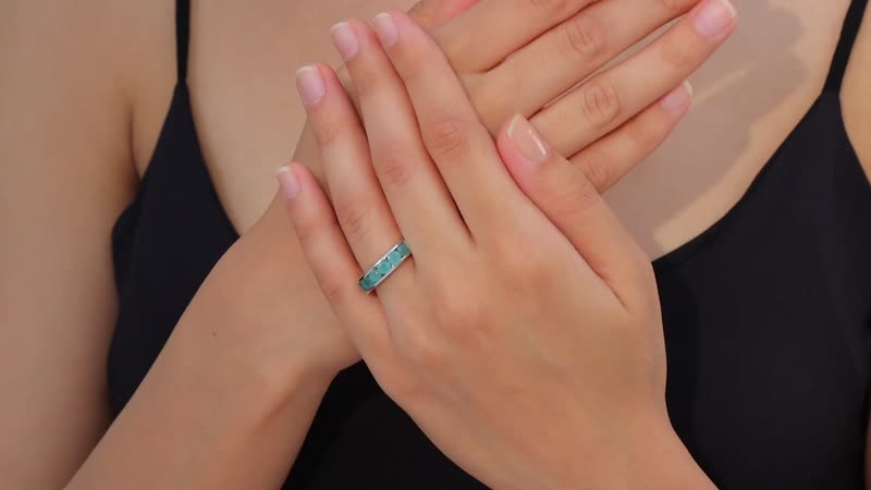 Grandidierite Half Eternity Band Ring in Rhodium Over Sterling Silver (Size 10.0) 2.15 ctw
