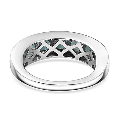 Grandidierite Half Eternity Band Ring in Rhodium Over Sterling Silver (Size 10.0) 2.15 ctw