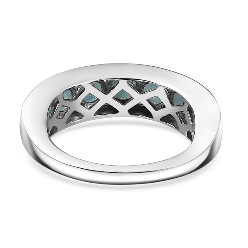 Grandidierite Half Eternity Band Ring in Rhodium Over Sterling Silver (Size 10.0) 2.15 ctw