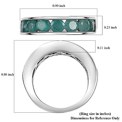 Grandidierite Half Eternity Band Ring in Rhodium Over Sterling Silver (Size 10.0) 2.15 ctw