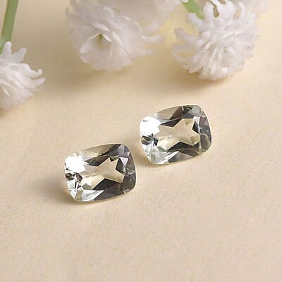 Montezuma Prasiolite Set of 2 (Cush 9x7 mm) 3.52 ctw Loose Gemstone