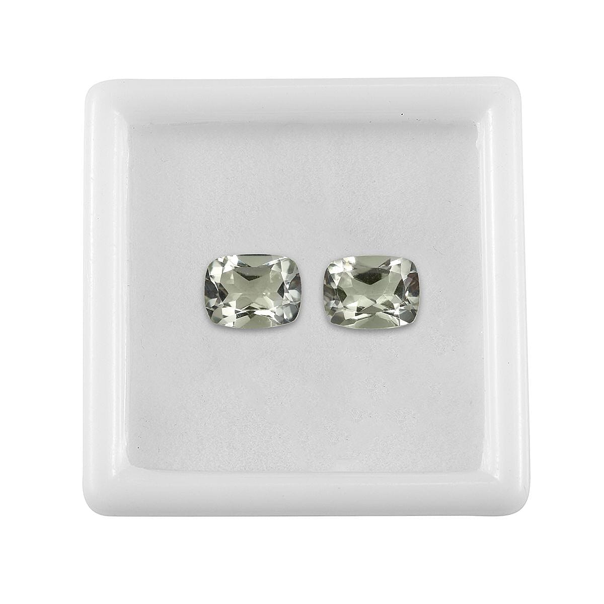Montezuma Prasiolite Set of 2 (Cush 9x7 mm) 3.52 ctw Loose Gemstone