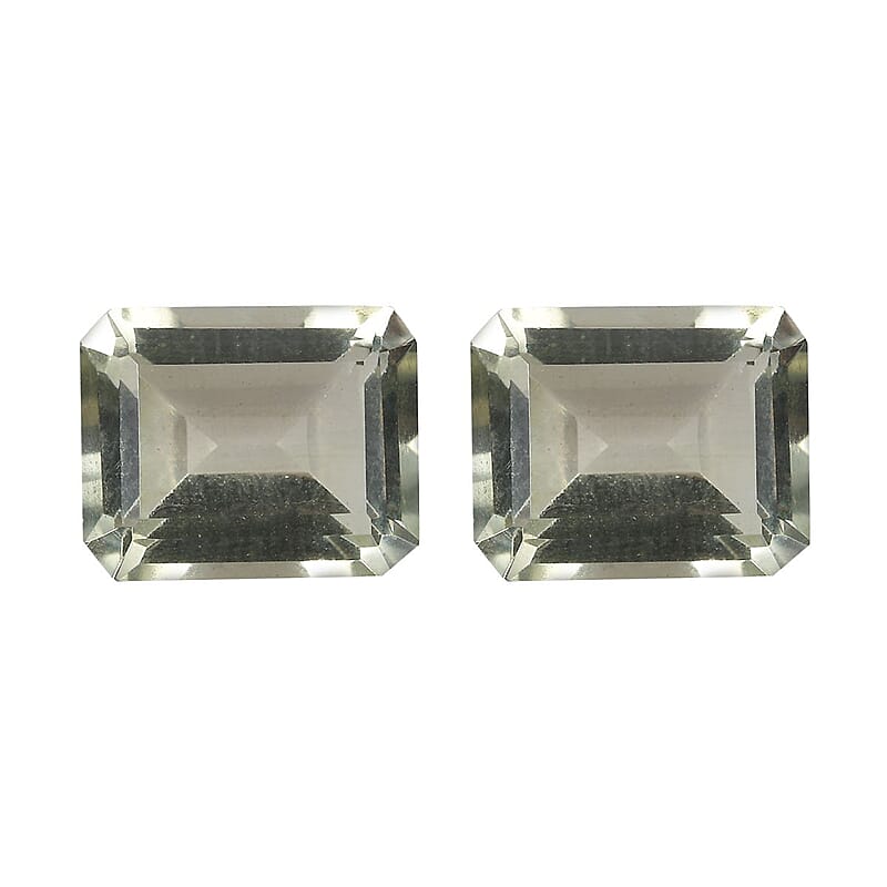 Montezuma Prasiolite Set of 2 (Oct 10x8 mm) 5.52 ctw Loose Gemstone