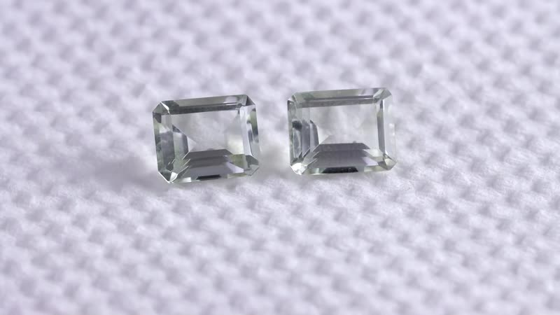 Montezuma Prasiolite Set of 2 (Oct 10x8 mm) 5.52 ctw Loose Gemstone