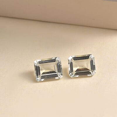 Montezuma Prasiolite Set of 2 (Oct 10x8 mm) 5.52 ctw Loose Gemstone
