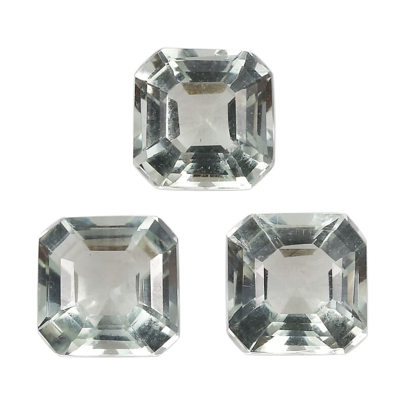 Asscher Cut Montezuma Prasiolite Set of 3 (Oct 6x6 mm) 3.00 ctw Loose Gemstone