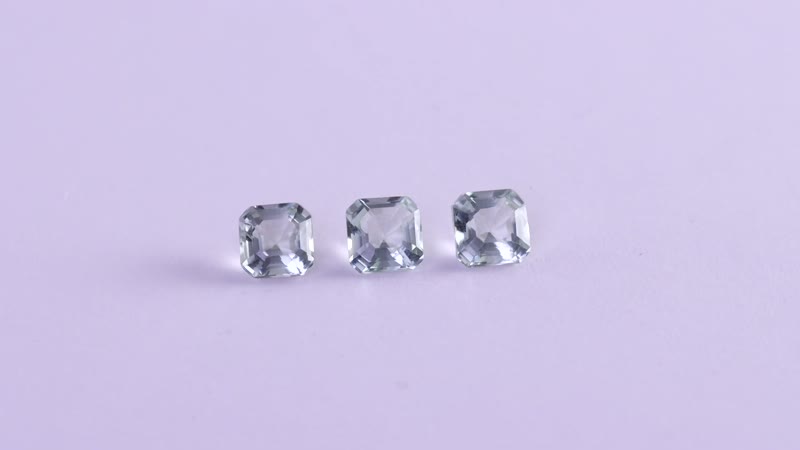 Asscher Cut Montezuma Prasiolite Set of 3 (Oct 6x6 mm) 3.00 ctw Loose Gemstone