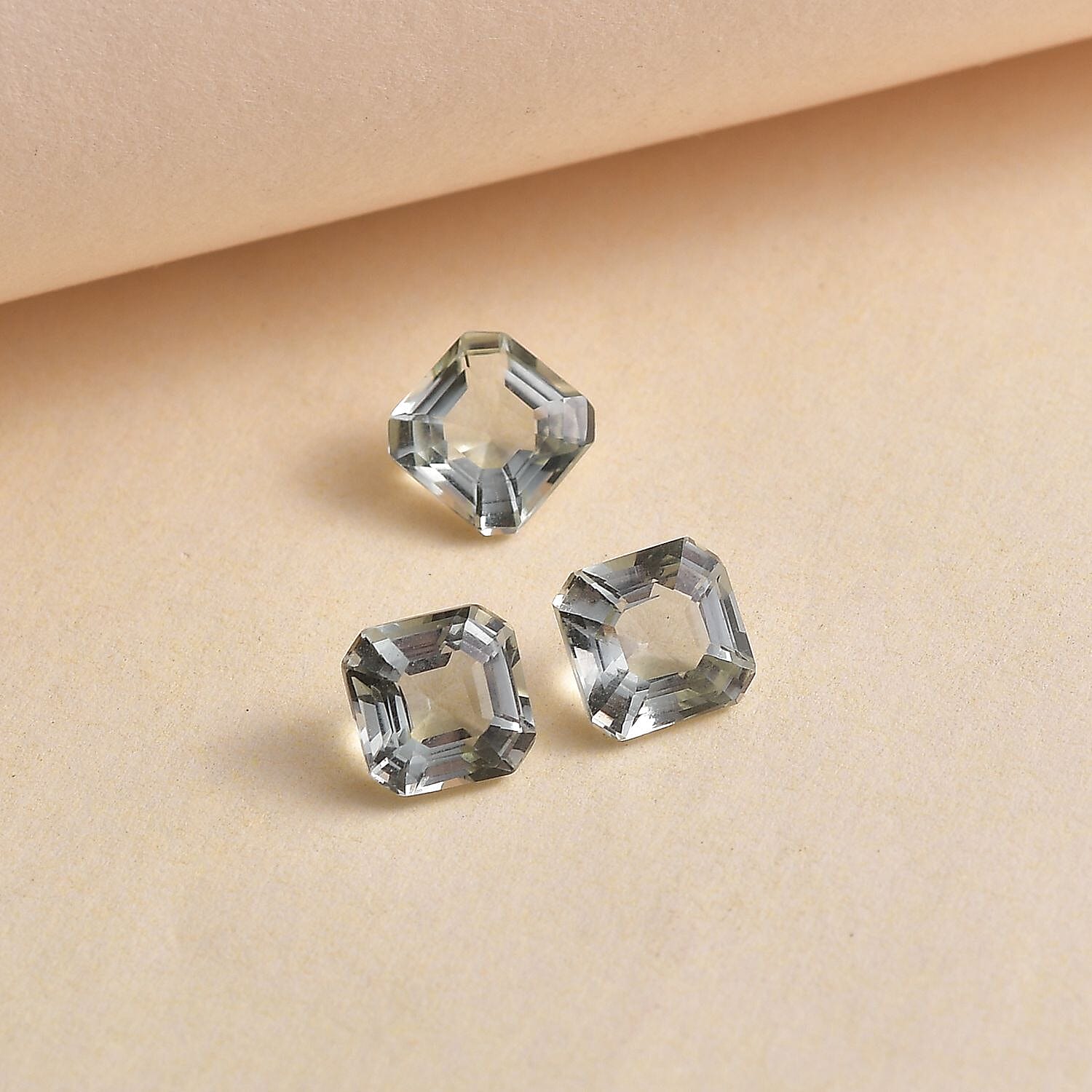 Asscher Cut Montezuma Prasiolite Set of 3 (Oct 6x6 mm) 3.00 ctw Loose Gemstone