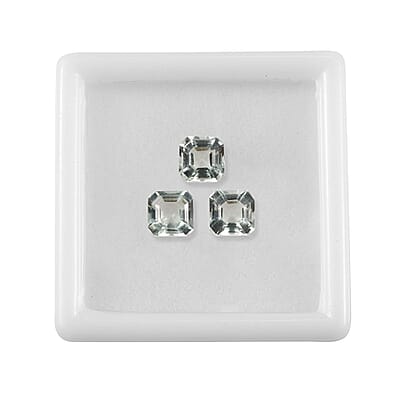 Asscher Cut Montezuma Prasiolite Set of 3 (Oct 6x6 mm) 3.00 ctw Loose Gemstone