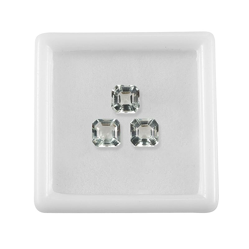 Asscher Cut Montezuma Prasiolite Set of 3 (Oct 6x6 mm) 3.00 ctw Loose Gemstone