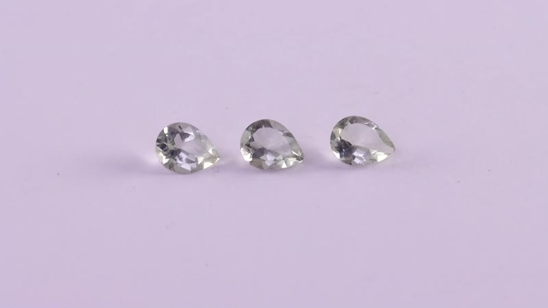 Montezuma Prasiolite Set of 3 (Pear 8x6 mm) 2.97 ctw Loose Gemstone