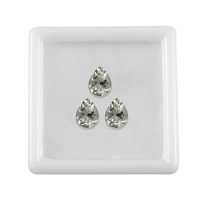 Montezuma Prasiolite Set of 3 (Pear 8x6 mm) 2.97 ctw Loose Gemstone