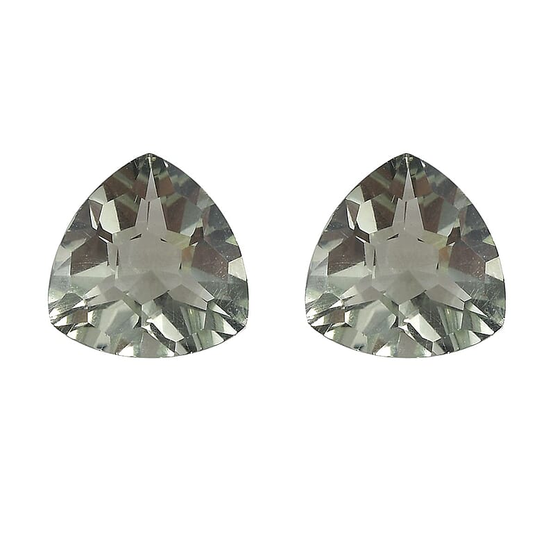 Montezuma Prasiolite Set of 2 (Trl 9 mm) 4.18 ctw Loose Gemstone