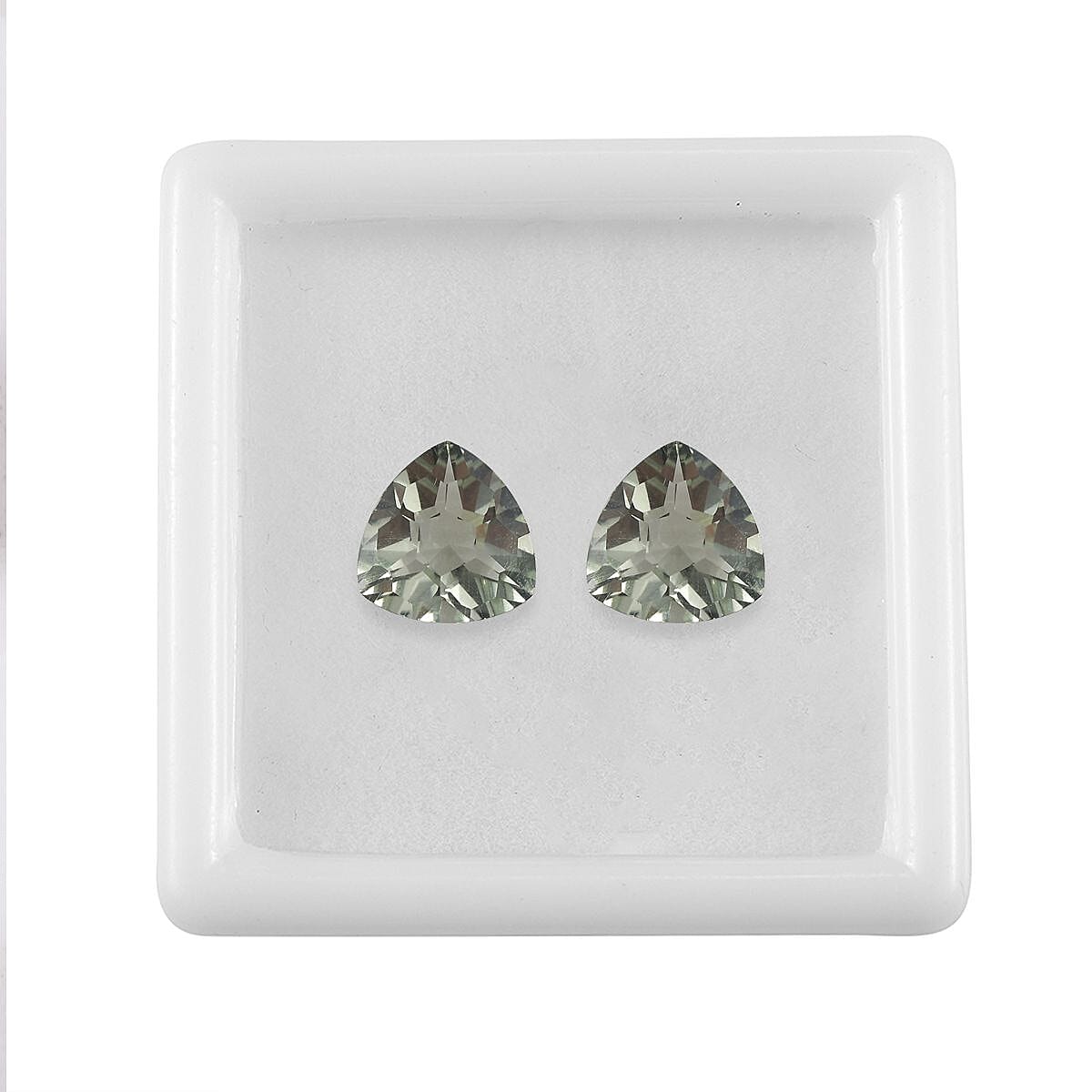 Montezuma Prasiolite Set of 2 (Trl 9 mm) 4.18 ctw Loose Gemstone
