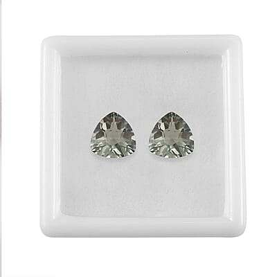 Montezuma Prasiolite Set of 2 (Trl 9 mm) 4.18 ctw Loose Gemstone