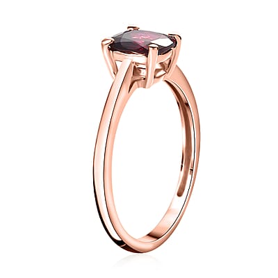 Tanzanian Wine Garnet Solitaire Ring in 18K Vermeil Rose Gold Over Sterling Silver (Size 10.0) 1.25 ctw
