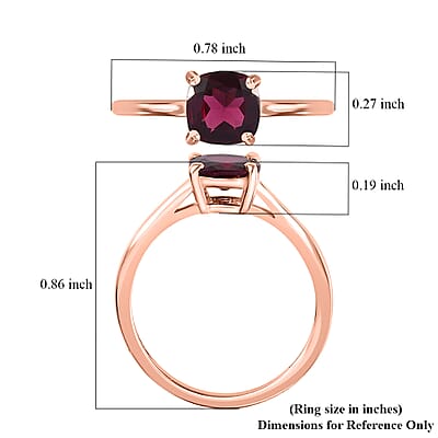 Tanzanian Wine Garnet Solitaire Ring in 18K Vermeil Rose Gold Over Sterling Silver (Size 10.0) 1.25 ctw