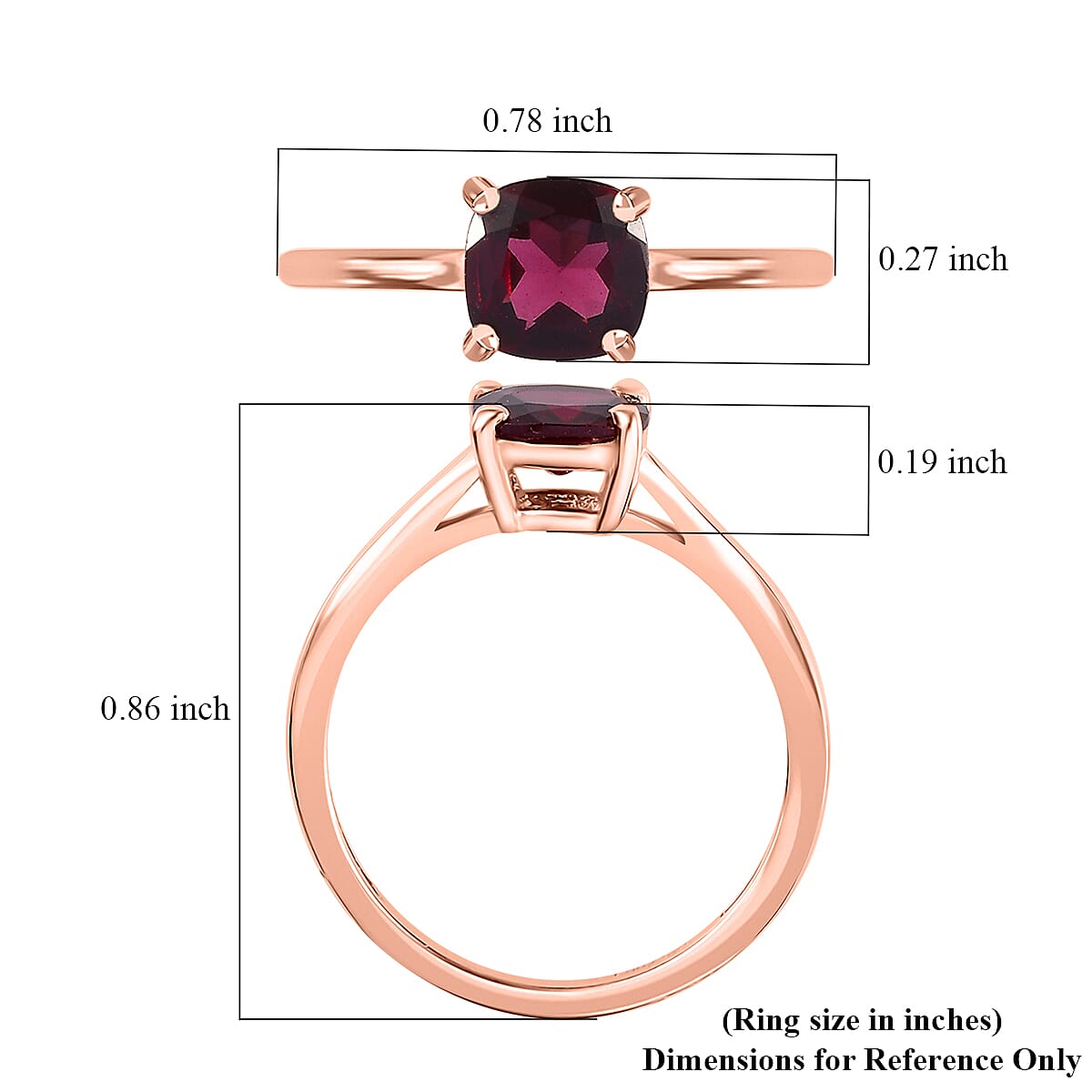 Tanzanian Wine Garnet Solitaire Ring in 18K Vermeil Rose Gold Over Sterling Silver (Size 6.0) 1.25 ctw image number 5