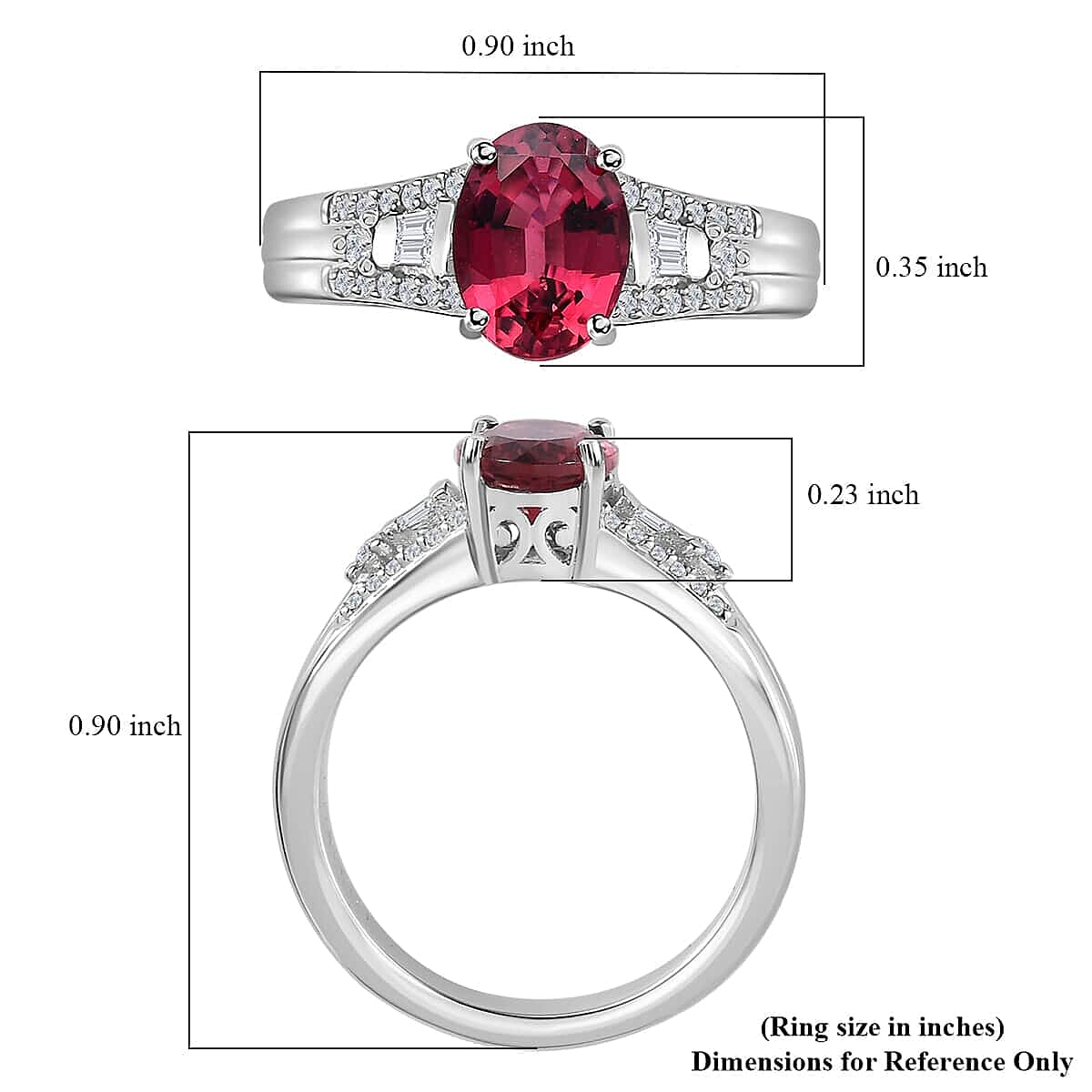 Luxoro 10K White Gold AAA Ofiki Rubellite and G-H I2 Diamond Ring (Size 10.0) 4.65 Grams 1.60 ctw