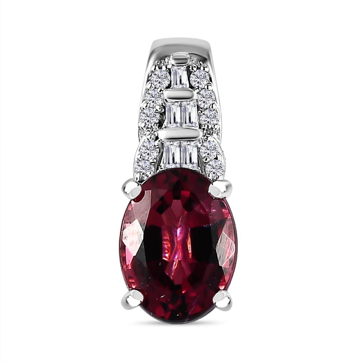 Luxoro 10K White Gold AAA Ofiki Rubellite and G-H I2 Diamond Pendant 1.40 ctw image number 0