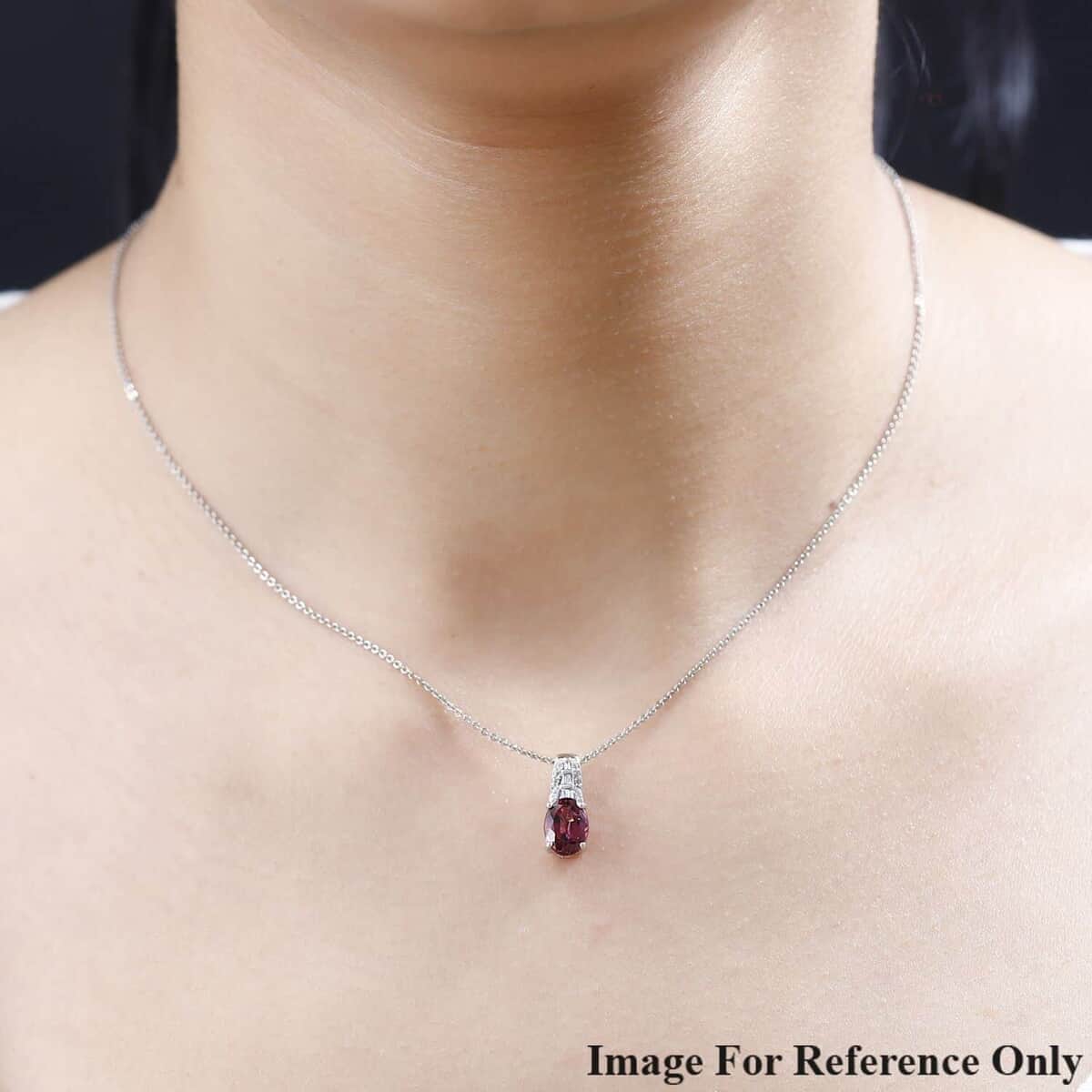 Luxoro 10K White Gold AAA Ofiki Rubellite and G-H I2 Diamond Pendant 1.40 ctw image number 2