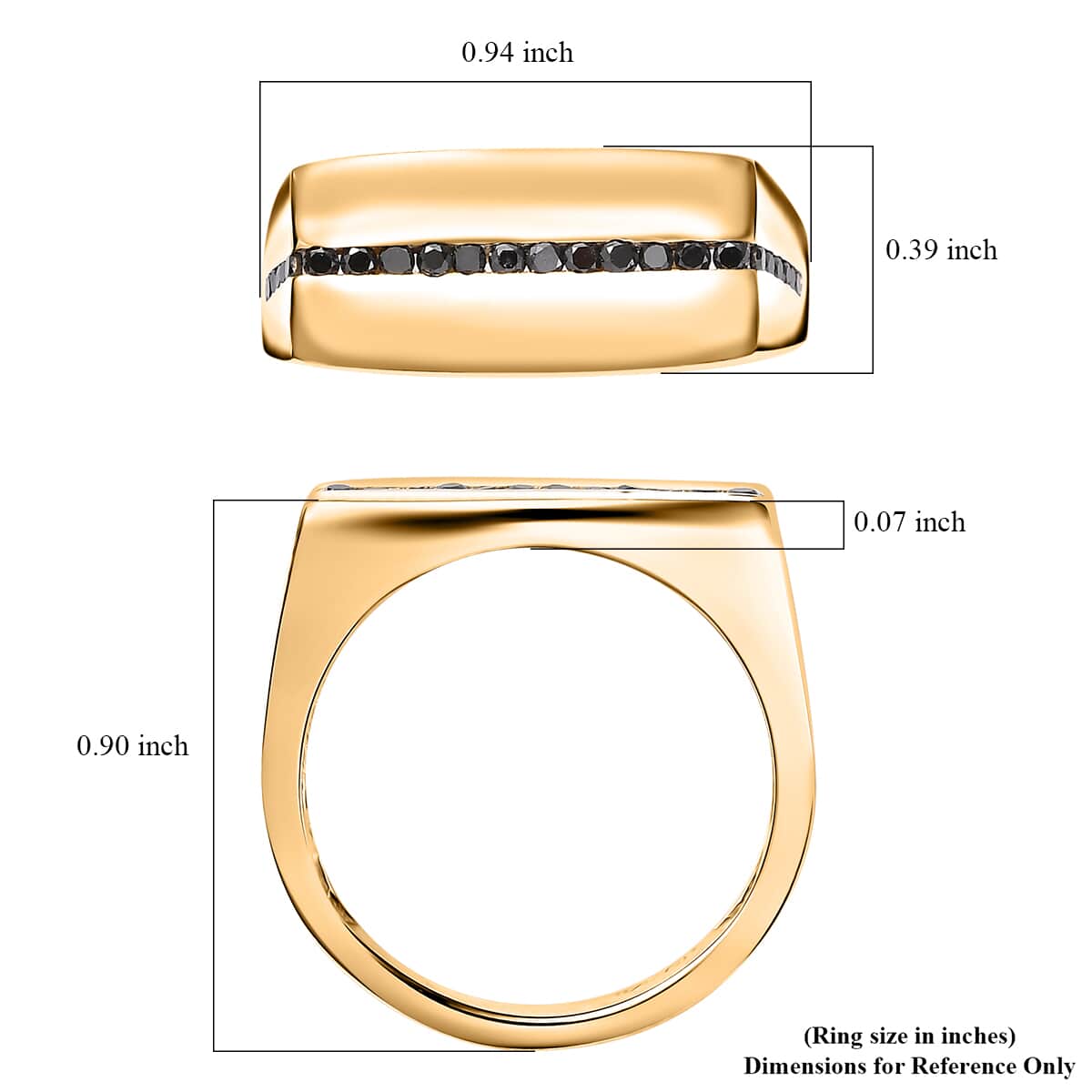 GP Black Diamond (IR) Men's Ring in 18K Vermeil YG Over Sterling Silver (Size 10.0) 0.35 ctw image number 5