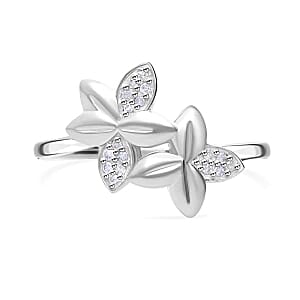 White Diamond Ring in Platinum Over Sterling Silver (Size 6.5)