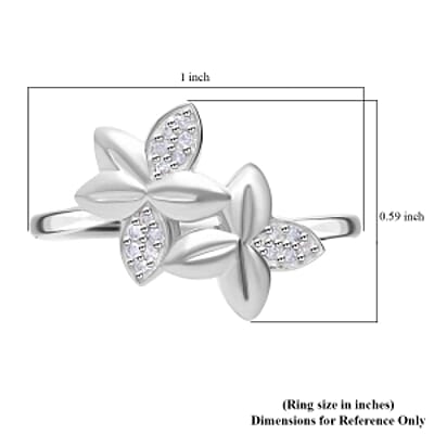 White Diamond Ring in Platinum Over Sterling Silver (Size 6.5)