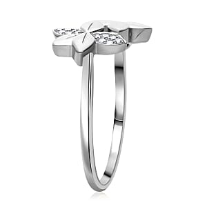 White Diamond Ring in Platinum Over Sterling Silver (Size 6.5)
