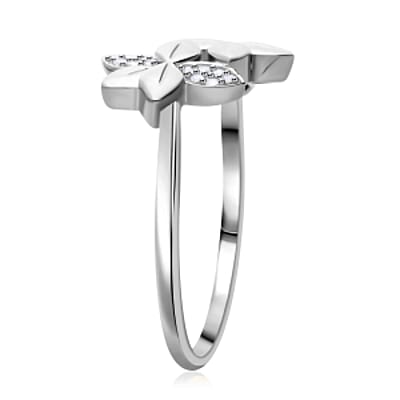 White Diamond Ring in Platinum Over Sterling Silver (Size 6.5)
