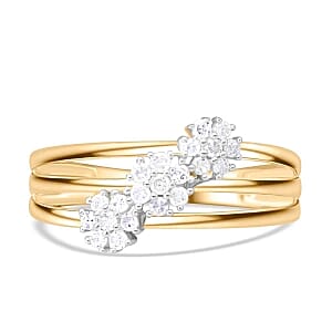 White Diamond 0.33 ctw Ring in 18K Vermeil Yellow Gold Over Sterling Silver (Size 8.0)