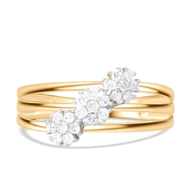 White Diamond 0.33 ctw Ring in 18K Vermeil Yellow Gold Over Sterling Silver (Size 8.0)
