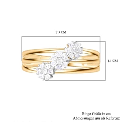 White Diamond 0.33 ctw Ring in 18K Vermeil Yellow Gold Over Sterling Silver (Size 8.0)