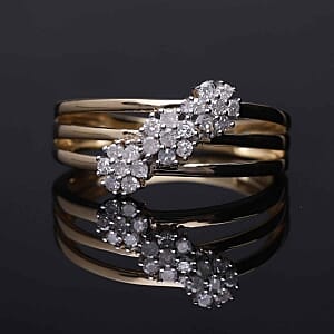 White Diamond 0.33 ctw Ring in 18K Vermeil Yellow Gold Over Sterling Silver (Size 8.0)