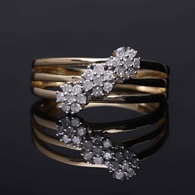 White Diamond 0.33 ctw Ring in 18K Vermeil Yellow Gold Over Sterling Silver (Size 8.0)