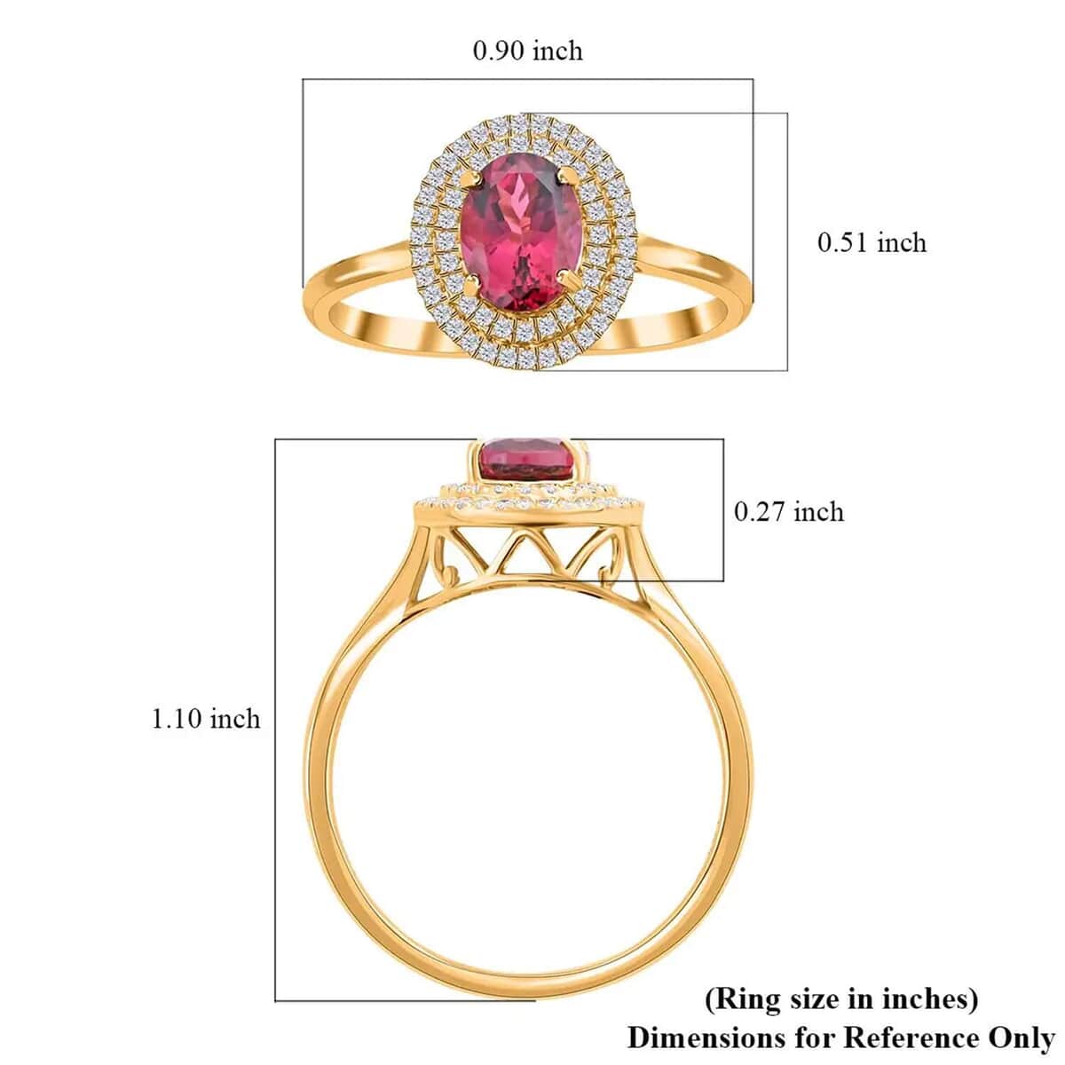 Certified & Appraised Iliana 18K Yellow Gold AAA Ofiki Rubellite and G-H SI Diamond Ring (Size 10.0) 1.70 ctw image number 5