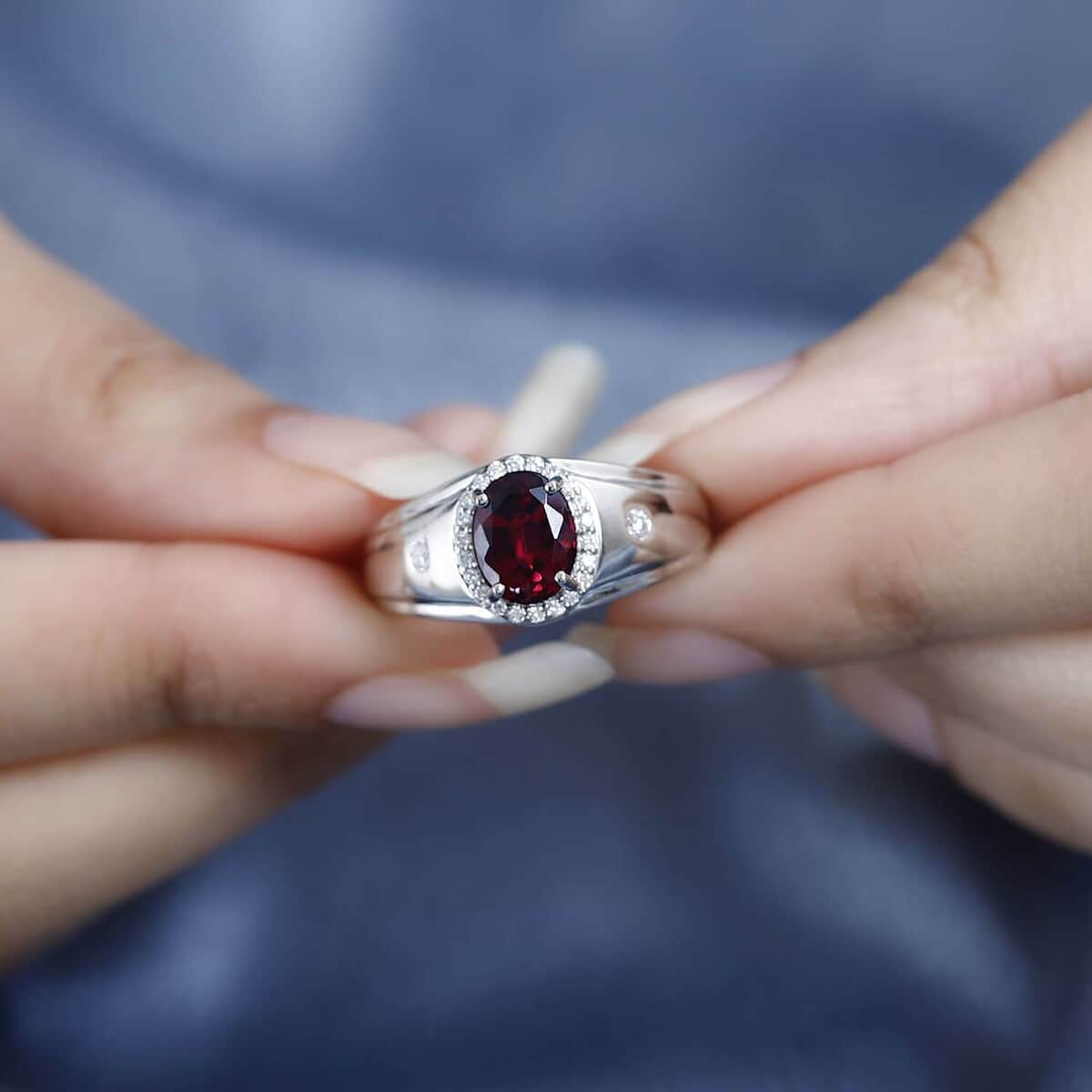 Rhapsody 950 Platinum AAAA Ofiki Rubellite and E-F VS Diamond Men's Ring (Size 10.0) 11 Grams 2.25 ctw image number 2