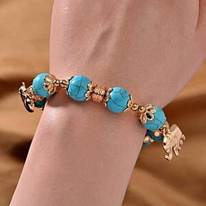 Blue howlite beads 148.20 ctw Bracelet in Goldtone (7.00-7.50 In)