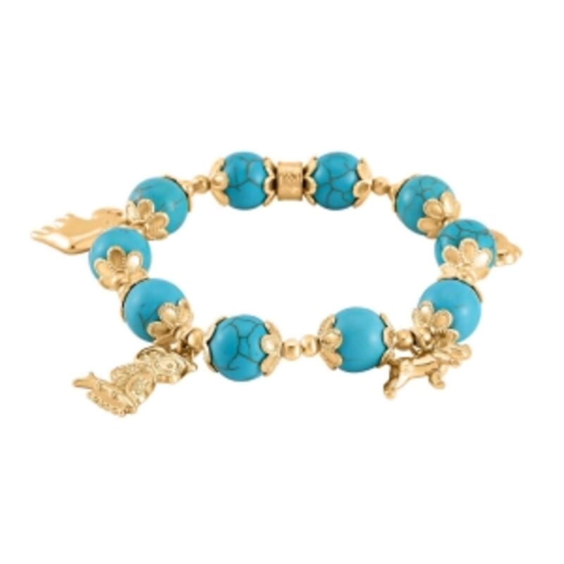 Blue howlite beads 148.20 ctw Bracelet in Goldtone (7.00-7.50 In)