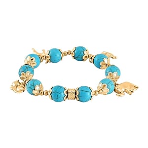 Blue howlite beads 148.20 ctw Bracelet in Goldtone (7.00-7.50 In)