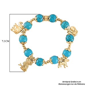 Blue howlite beads 148.20 ctw Bracelet in Goldtone (7.00-7.50 In)