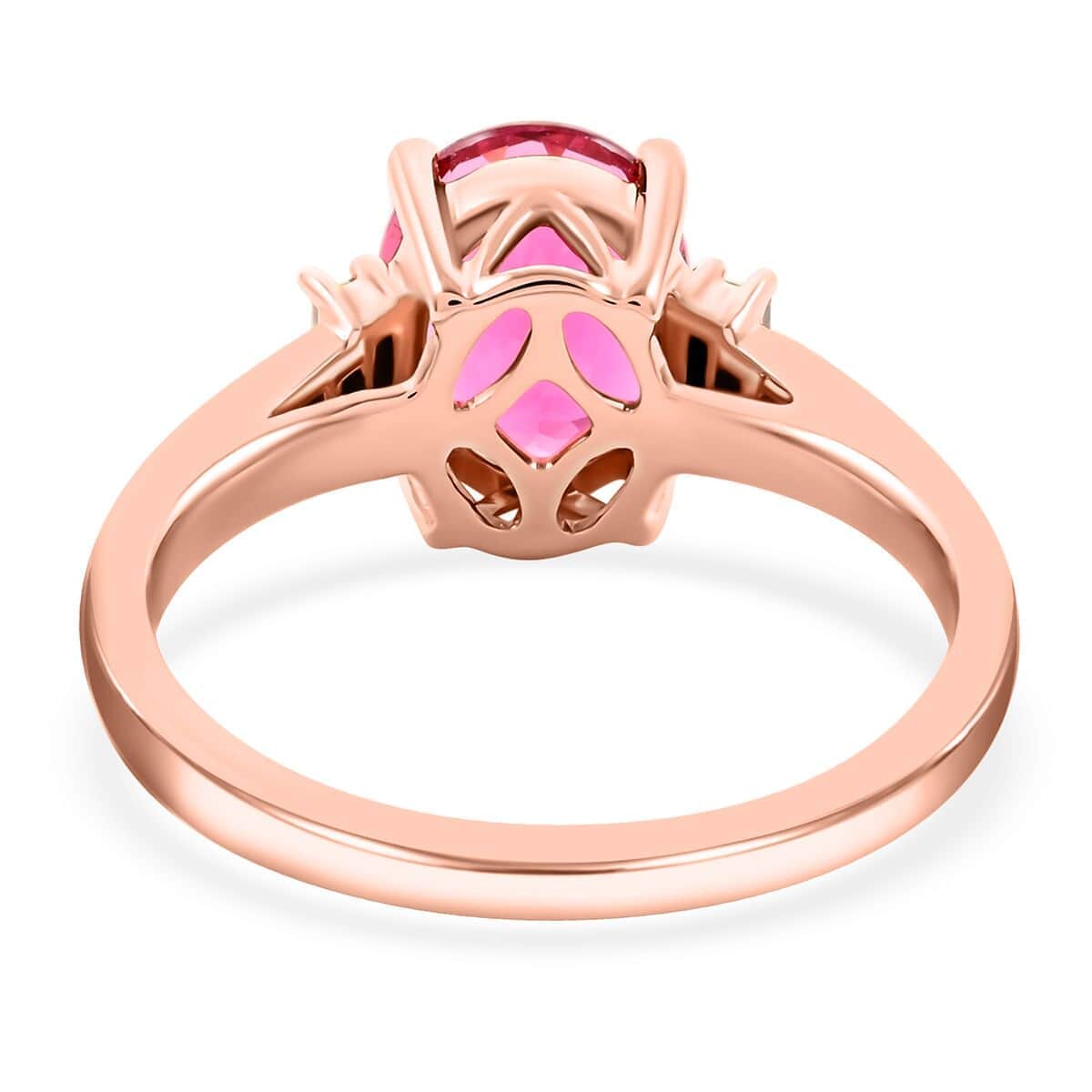 Certified & Appraised Iliana 18K Rose Gold AAA Ofiki Rubellite, Diamond (G-H, I2) (0.21 cts) Ring (Size 10.0) 2.25 ctw image number 4