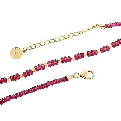 Iliana 18K Yellow Gold AAA Ofiki Rubellite Beaded Necklace 18-20 Inches 40.00 ctw