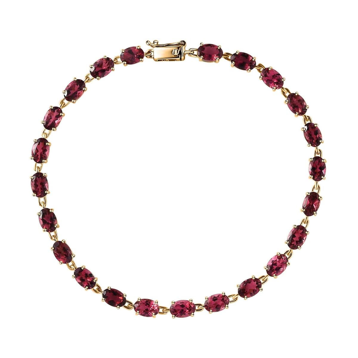 Certified & Appraised Luxoro 14K Yellow Gold AAA Ofiki Rubellite Bracelet (7.25 In) 8.10 ctw image number 0