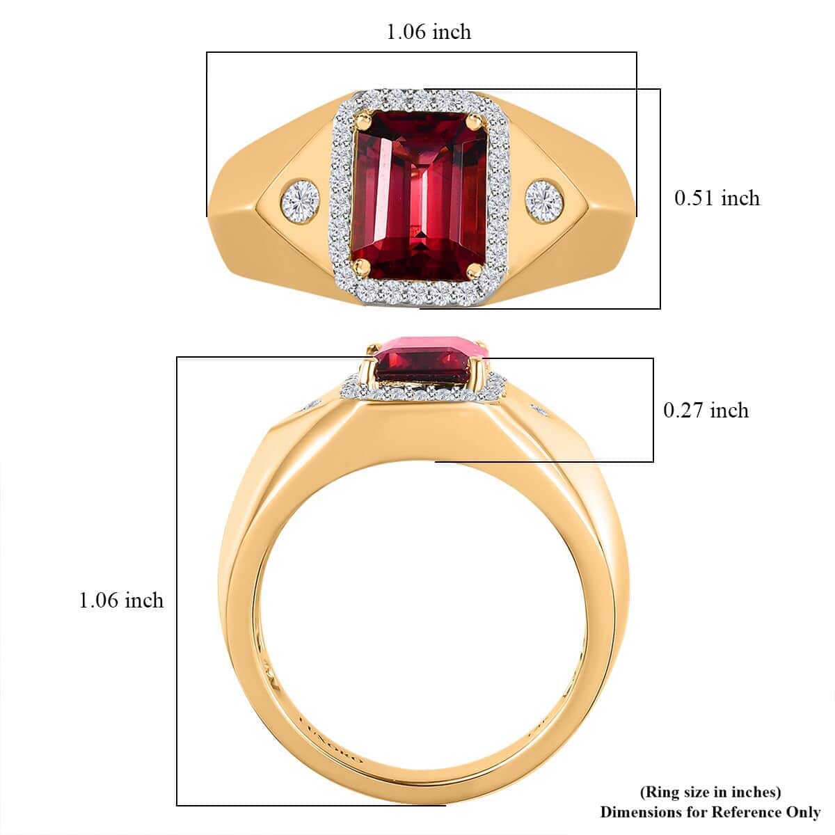 Luxoro 14K Yellow Gold AAA Ofiki Rubellite and G-H I2 Diamond Men's Ring 7.90 Grams 2.85 ctw image number 5